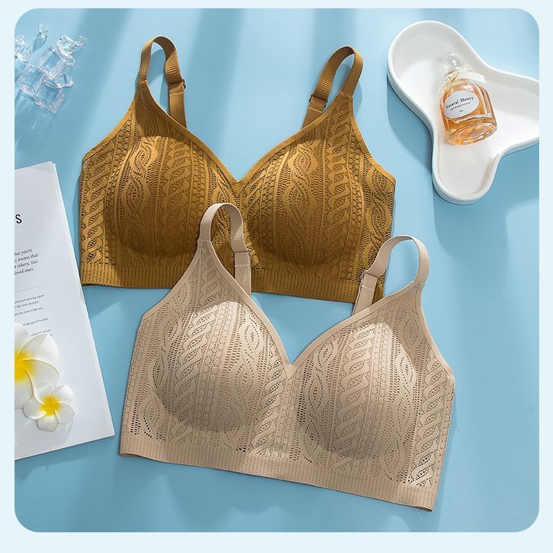 Liền Mạch Mỏng Phong Cách Quần Lót Nữ Ngực Nhỏ Tập Hợp Push-Up Ngực Không Nhẫn Thép Ngực Lớn Nhìn Nhỏ Chống Chảy xệ