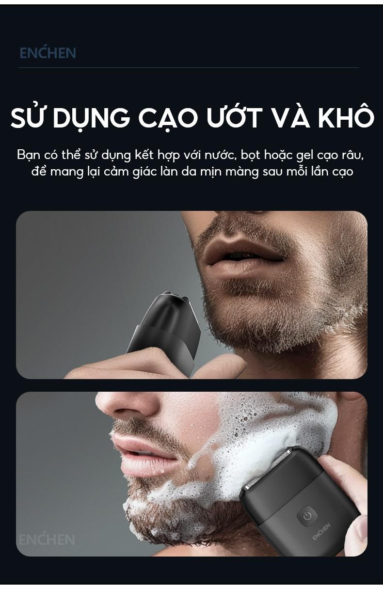 Mô tả Máy cạo râu Enchen Mini MS002 lưỡi dao linh hoạt, động cơ mạnh mẽ chống nước toàn thân - BH 6 tháng - 6
