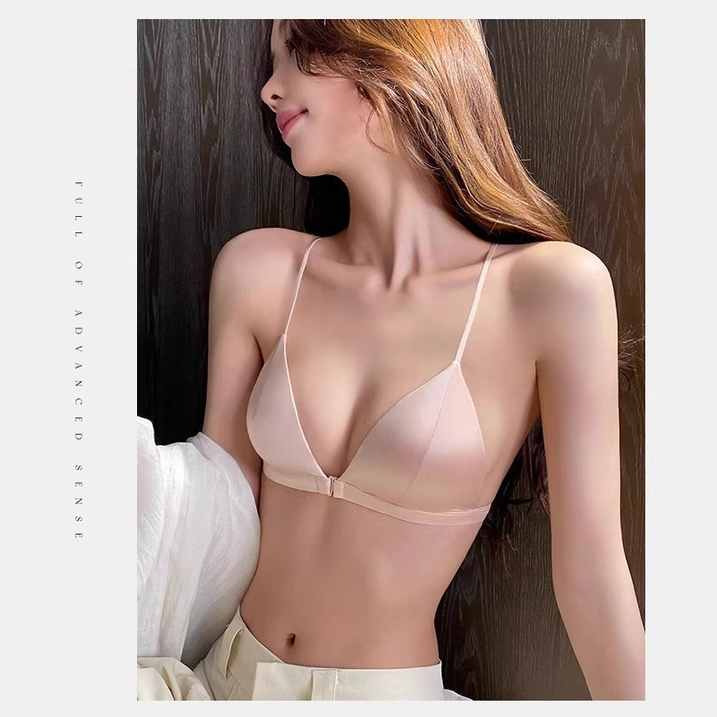 Liền Mạch Tam Giác Cốc Thanh Niên Cô Gái Mềm Áo Ngực Không Dây Thời Trang Đóng Trước Nữ Đệm Đồ Lót Mỏng Cốc Nữ Bralette