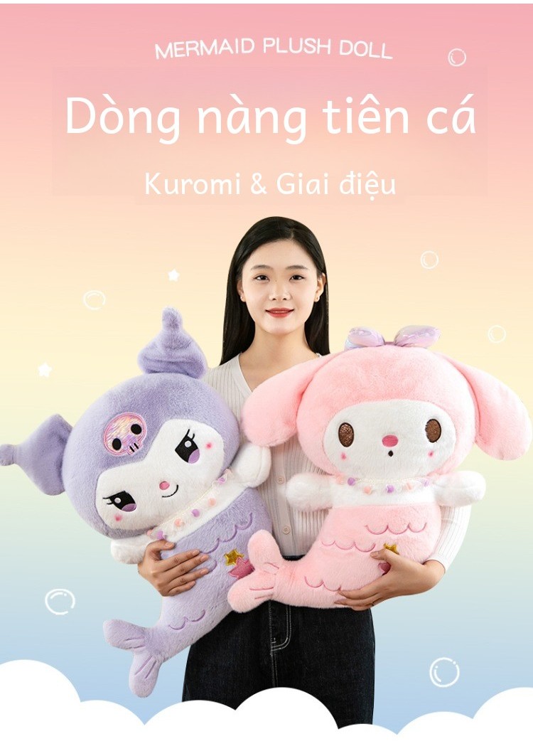 Gấu Bông Sáng Tạo Nàng Tiên Cá Kuromi Melody Đồ Chơi Sang Trọng Quà 