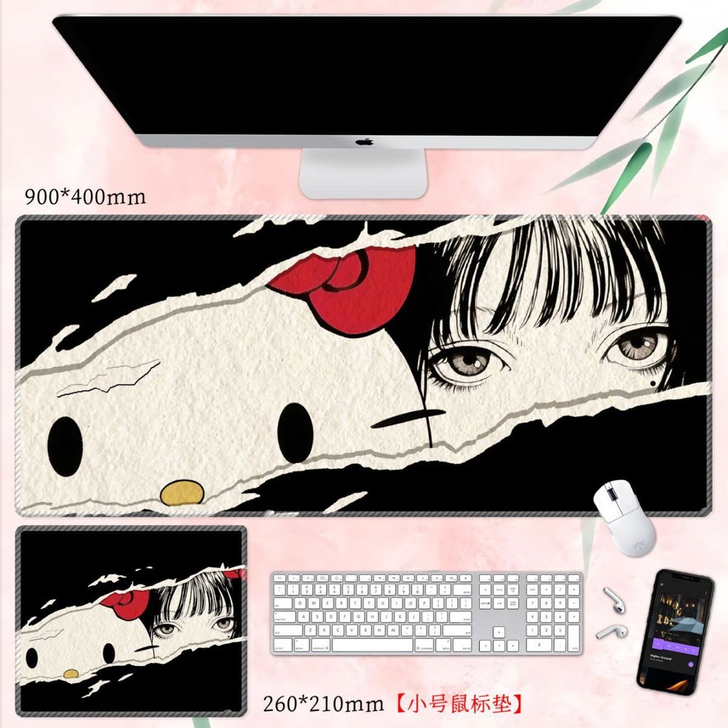 Sanrio Hello Kitty Kuromi Mouse Pad Cực Lớn Cao Cấp Thời Trang Quốc Gia Đen Hồng Bàn Phím Văn Phòng Miếng Lót Laptop Để Bàn