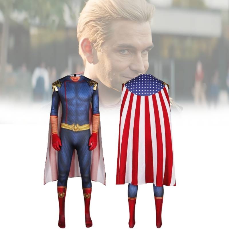 Áo choàng Cosplay Homelander màu xanh sành điệu cho trang phục biểu diễn sân khấu bé trai