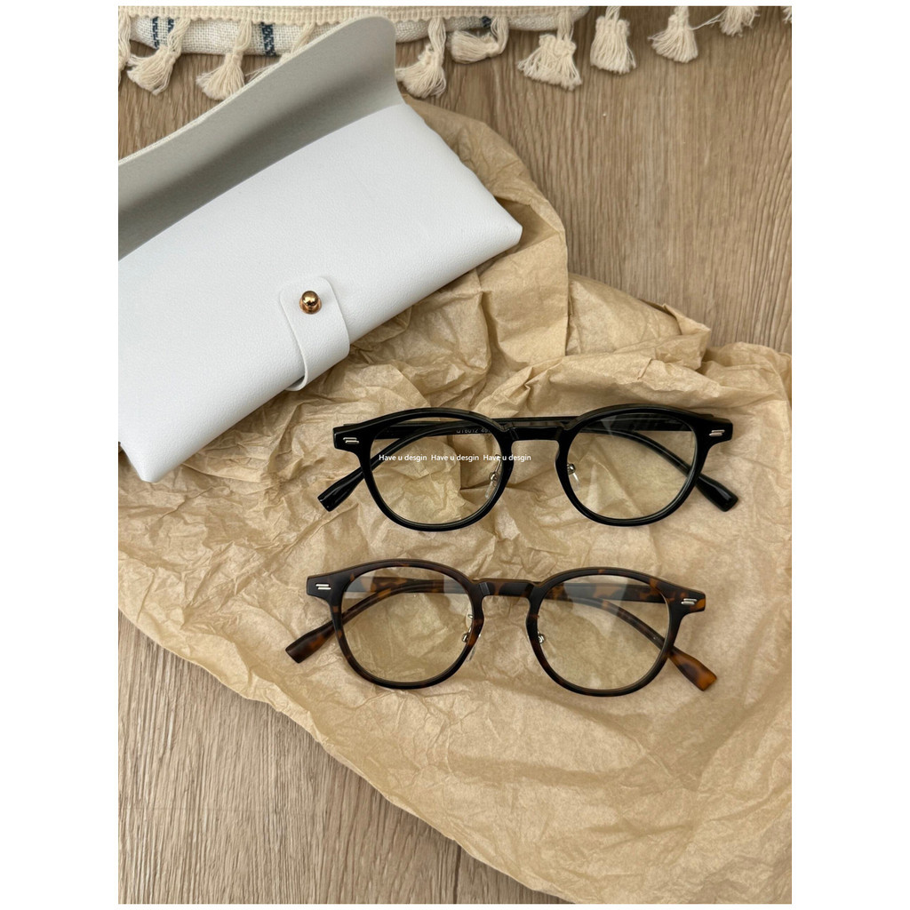 Have u desgin Flat Kính Khung Chống Xanh Kính lõm Hình Nam Nữ Retro Nhỏ Khung Tròn
