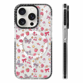 Florals Dâu Tây Bướm Không Dây Sạc Từ Tính Tương Thích Cho IPhone11 12 13 14 15 16 Pro Max Cover 16 PLUS Silicon Mềm Trong Suốt Ốp Lưng Chống Sốc