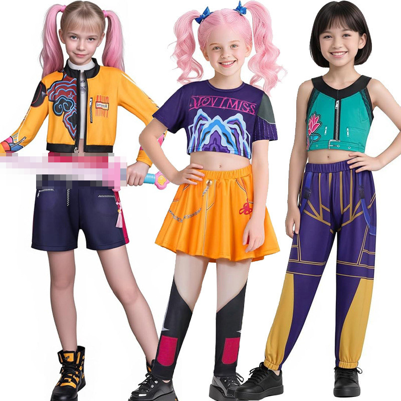 Demon Kids Kpop Hunters Rumi Mira Zoey Đầm Cosplay Không Tay Hoạ Tiết Sọc Cho Sự Kiện