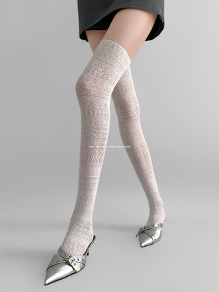 Tất Over-The-Knee Nữ Mỏng Phù Hợp Mùa Hè, Thiết Kế Ren Lưới Style Nhật Bản