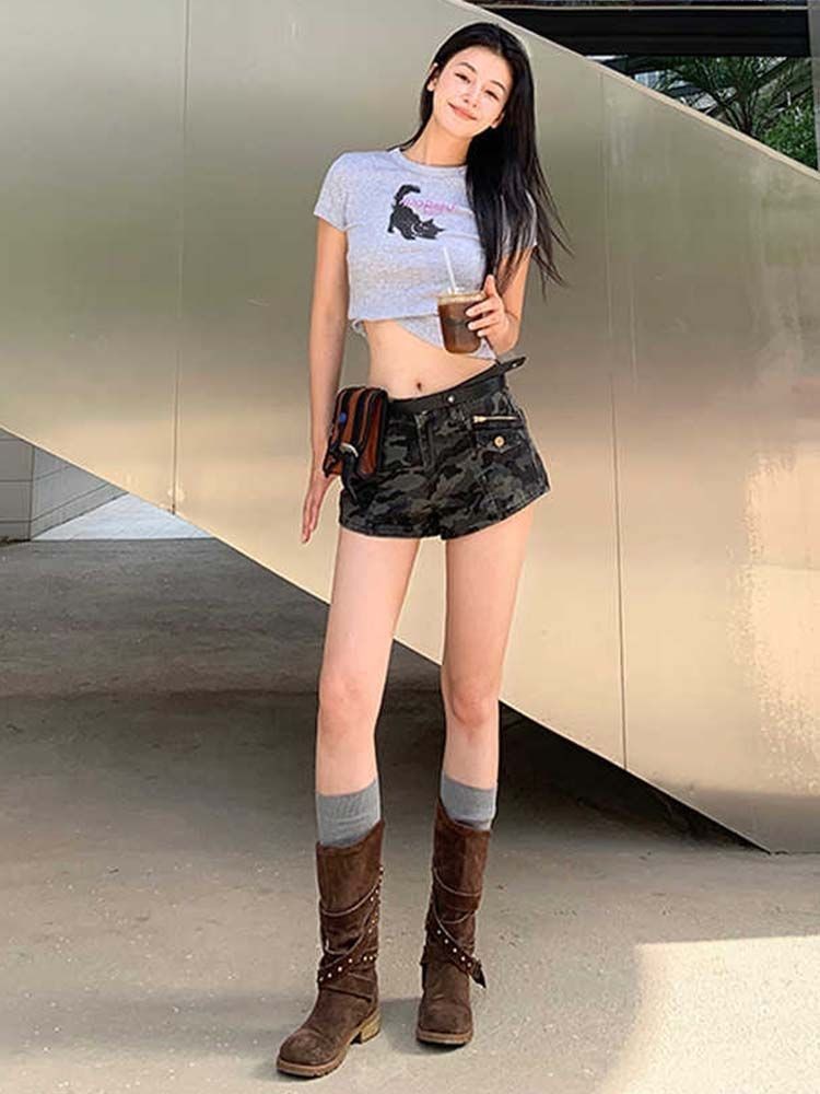 Lan ~ Ngụy Trang Quần Short Denim Nữ Mùa Hè Phong Cách Mới Phong Cách Mỹ Đường Phố Hot Girl Cao Cấp Ôm Hơn Thiết Kế Dáng Rộng Nóng Quần