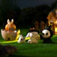 Bức tượng thỏ nhựa hoạt hình Halloween thú vị cho người trồng cây mọng nước và khu vườn Mini