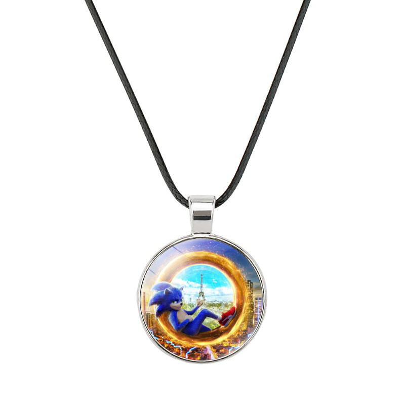 Hedgehog Sonic Time Stone Vòng cổ Dây sáp mềm Mặt dây chuyền Quà tặng không gây dị ứng