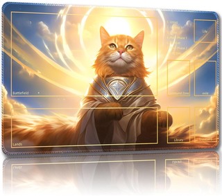 Thảm chơi Malqiqi cho MTG, có túi lưu trữ miễn phí, Thảm chơi game 24 x 14 inch, TCG và Thảm chơi bảng cho thẻ, Thảm để bàn di chuột (Chiến đấu 2 phụ trợ cho mèo)