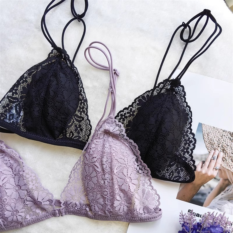 Đóng Cửa Trước Cô Gái Gợi Cảm Áo Ngực Siêu Mỏng Ren Nữ Không Dây Đồ Lót Thoải Mái Mềm Mại Nữ Bralette Quần Lót