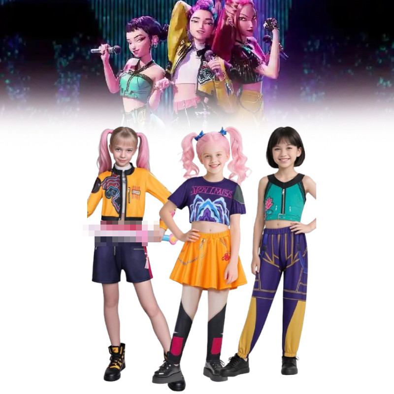 Demon Kids Kpop Hunters Rumi Mira Zoey Đầm Cosplay Không Tay Hoạ Tiết Sọc Cho Sự Kiện