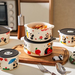 Bát giữ tươi bằng gốm Bát Bento kín có nắp Lò vi sóng Hoạt hình dễ thương Bát mì ăn liền Bát trái cây Hiệu suất cao