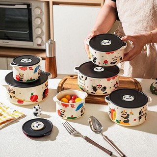 Bát giữ tươi bằng gốm Bát Bento kín có nắp Lò vi sóng Hoạt hình dễ thương Bát mì ăn liền Bát trái cây Hiệu suất cao