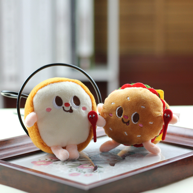 Đáng Yêu Hamburger Sang Trọng Hot Dog Gà Chân Khoai Tây Chiên Pháp Móc Khóa Ngắn Sang Trọng Quà Tặng Cho Trẻ Em