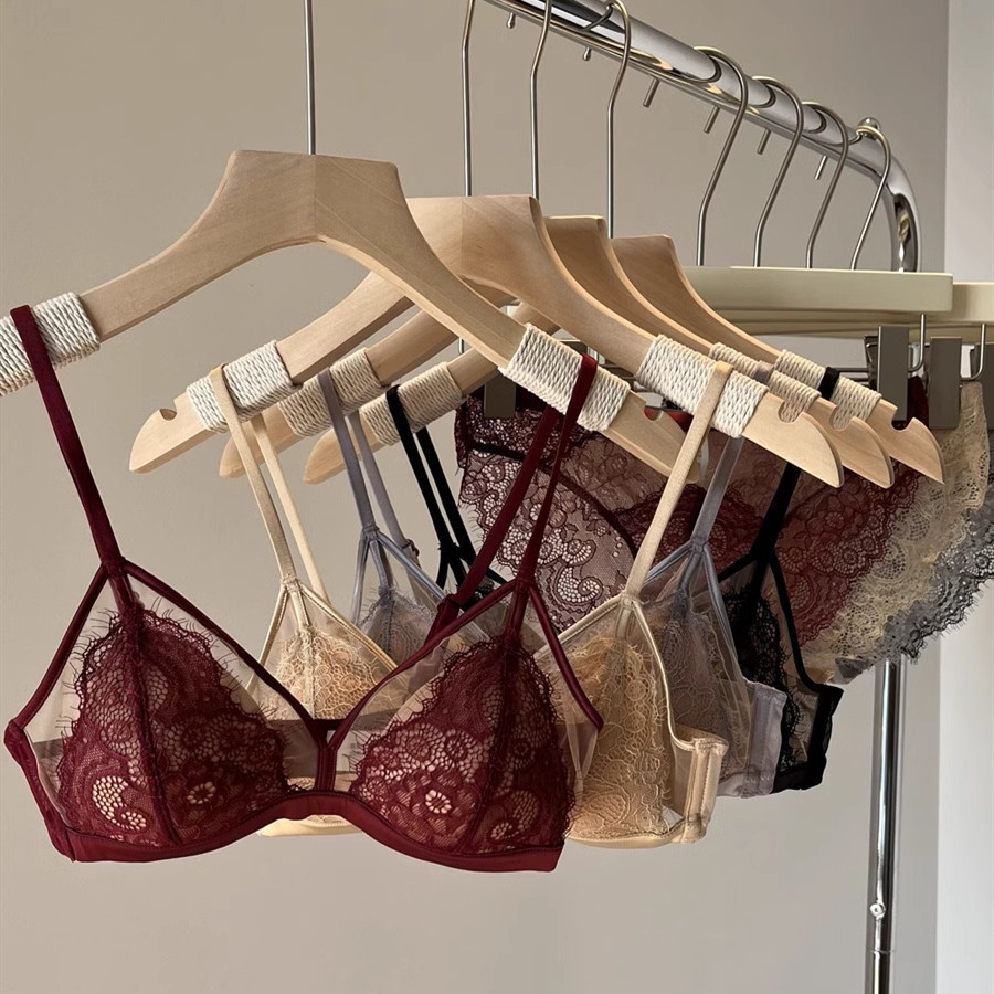 Bộ Áo Ngực Ren Nữ + Quần Lót Ngực Nhỏ Mềm Mại Không Dây Đồ Lót Mỏng Cốc Quần Lót Thanh Niên Cô Gái Bralette