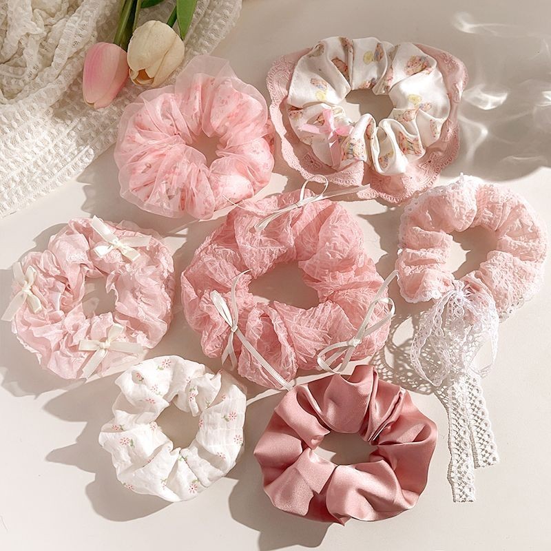 Bộ 7 Món Phong Cách Hàn Quốc Streamer Dây Buộc Tóc Lưới Scrunchy Dây Buộc Tóc Nữ Phụ Kiện Tóc