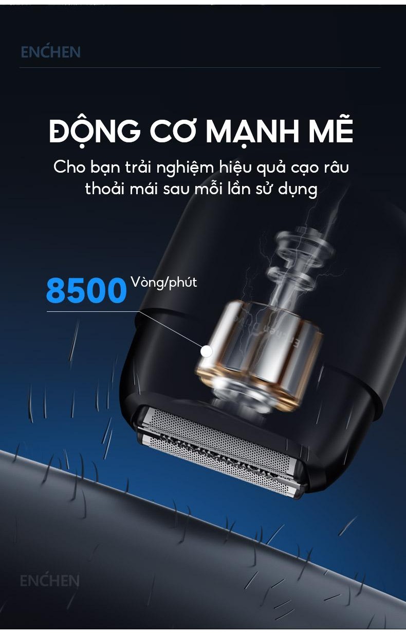 Mô tả Máy cạo râu Enchen Mini MS002 lưỡi dao linh hoạt, động cơ mạnh mẽ chống nước toàn thân - BH 6 tháng - 7