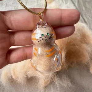 Móc Khóa Trong Suốt Đựng Lông Mèo Hộp Kỷ Niệm Dạng Nón Kẹo Quà Tặng Đựng Lông Thú Cưng