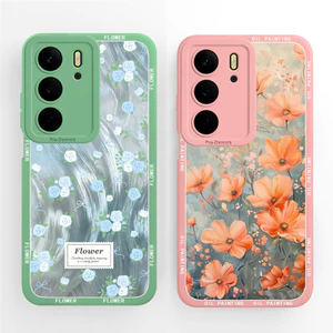 Ốp Thiết Kế Mới Cho Realme V60 V60s V70 V70s 5G (Trung Quốc) Hoa Đẹp Vuông Mềm Silicon Bảo Vệ Mặt Sau Vỏ Siêu Mỏng Capa