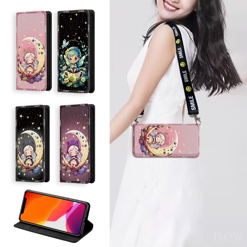 Bao Da Flip Cover Thích Hợp Cho OPPO Reno 11 Pro 12 13 14 F 5G Ốp Điện Thoại Cô Gái Thiên Thần Ngôi Sao