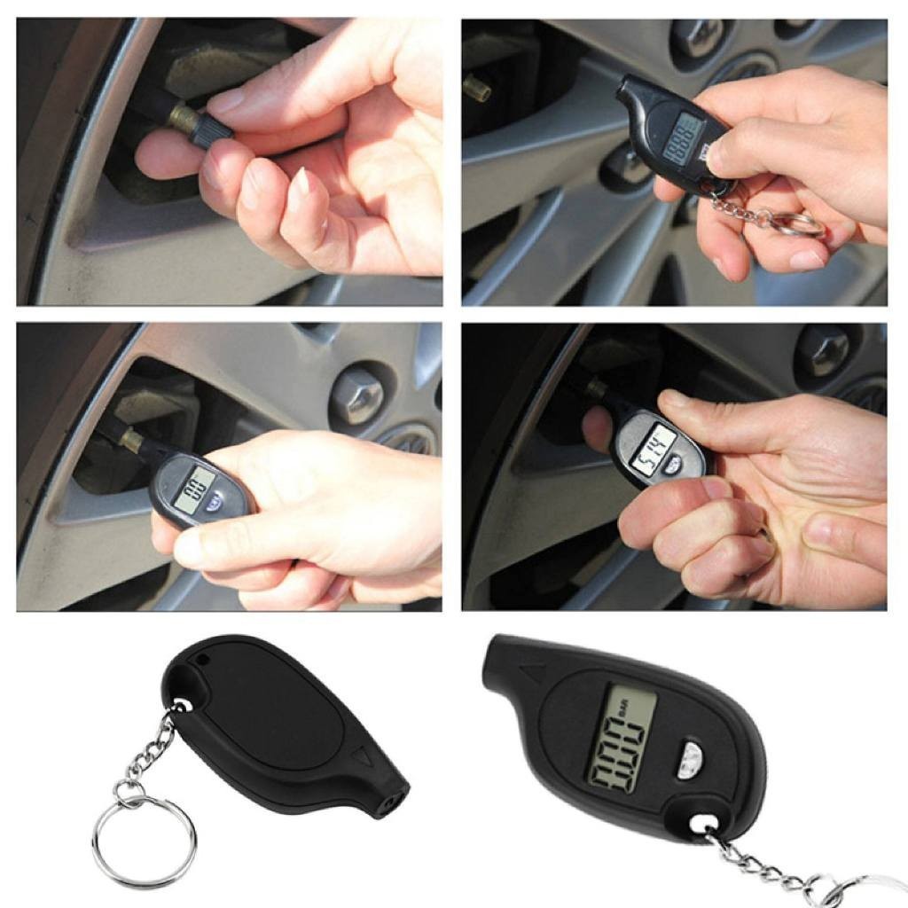 Máy đo lốp LCD Mini Máy đo áp suất kỹ thuật số Dụng cụ TPMS Xe đạp ô tô Động cơ Máy kiểm tra áp suất lốp Bộ chuyển đổi kiểm tra áp suất không khí