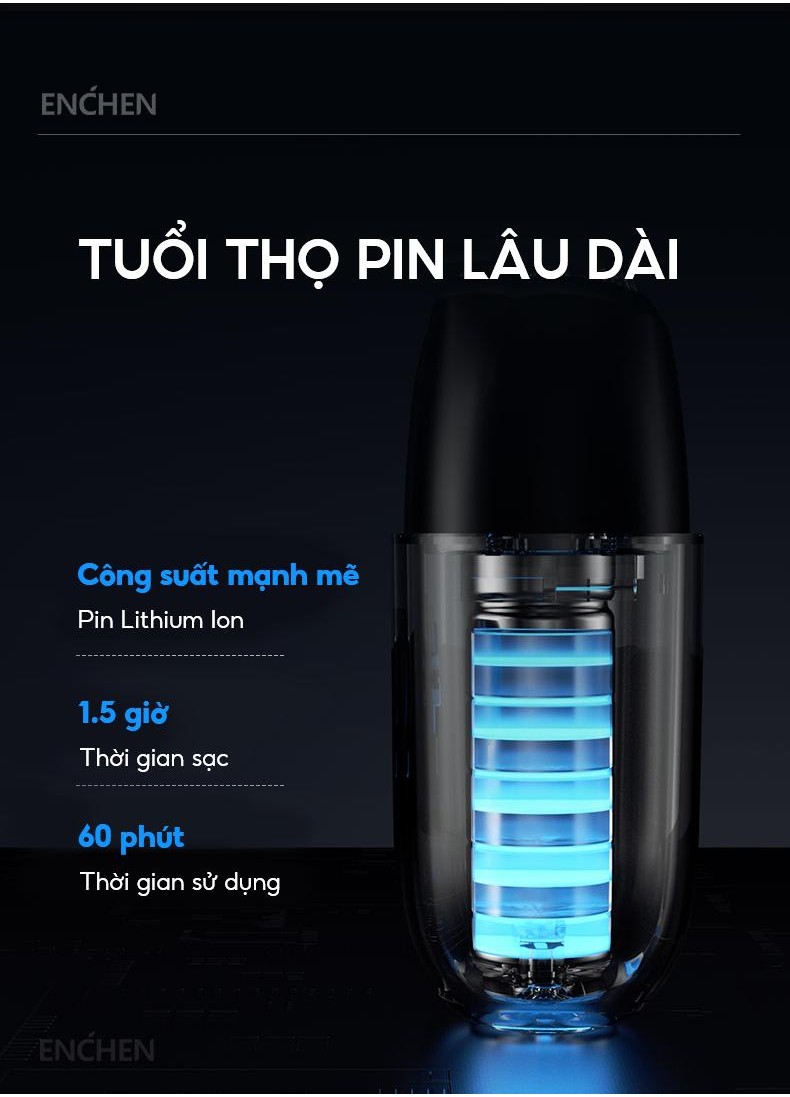 Mô tả Máy cạo râu Enchen Mini MS002 lưỡi dao linh hoạt, động cơ mạnh mẽ chống nước toàn thân - BH 6 tháng - 8