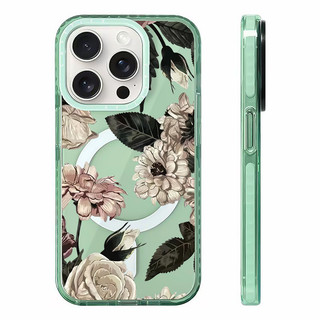 Retro Florals Time Không Dây Từ Tính Ốp Lưng Sạc Tương Thích Cho IPhone11 12 13 14 15 16 Pro Max Cover 16 PLUS Silicon Mềm Trong Suốt Ốp Lưng Chống Sốc