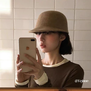 Mũ Xô Thu Đông Phong Cách Mới Retro Xô Màu Trơn Mũ Len Anh Phiên Bản Hàn Quốc Mũ Jazz Thời Trang Mũ Top