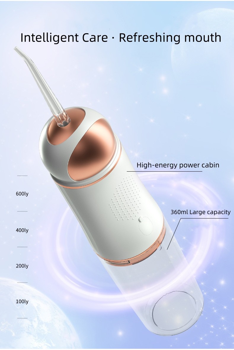 Mô tả EVEBOT Máy rửa Miệng điện thông minh, máy rửa nha khoa điều chỉnh ba giai đoạn di động, dung tích cao 230ml, sạc USB, chống nước IPX7 - 1