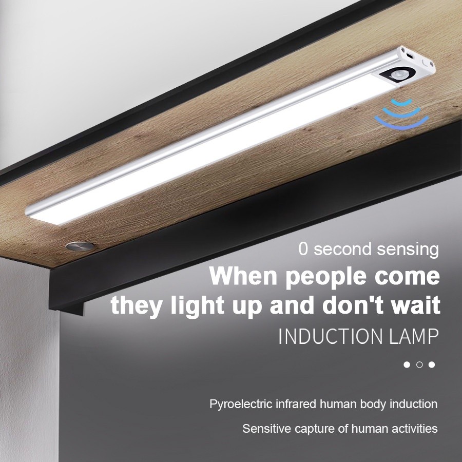 Có Thể Điều Chỉnh 3 Màu Đèn Ngủ LED Siêu Mỏng Cảm Biến Chuyển Động Thông Minh USB Không Dây Dưới Tủ Đèn Tủ Quần Áo Tủ Bếp Phòng Ngủ Chiếu Sáng