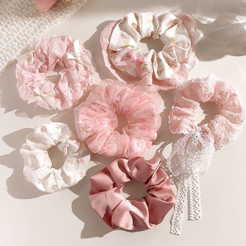 Bộ 7 Món Phong Cách Hàn Quốc Streamer Dây Buộc Tóc Lưới Scrunchy Dây Buộc Tóc Nữ Phụ Kiện Tóc