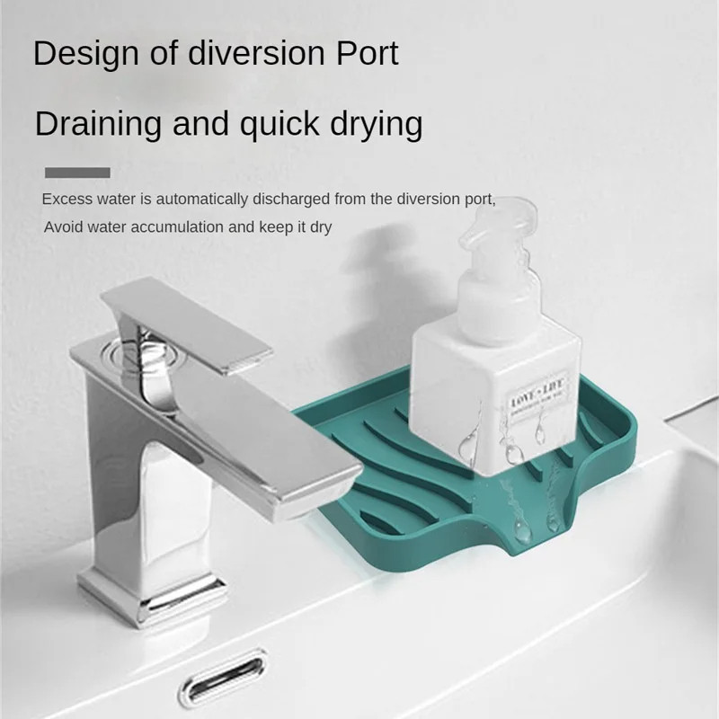 Hộp Xà Phòng Tổ Chức Silicon Chống Trượt Hộp Xà Phòng Để Ngăn Rơi Chậu Rửa Khay Bảo Quản Thích Hợp Cho Nhà Bếp Và Phòng Tắm 2PC