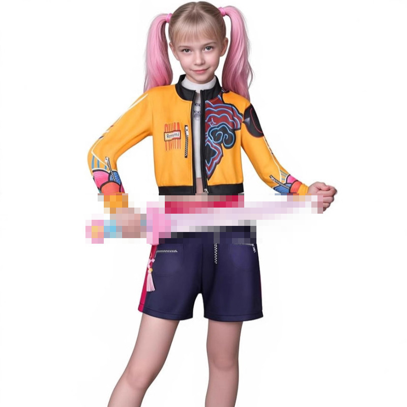 Demon Kids Kpop Hunters Rumi Mira Zoey Đầm Cosplay Không Tay Hoạ Tiết Sọc Cho Sự Kiện
