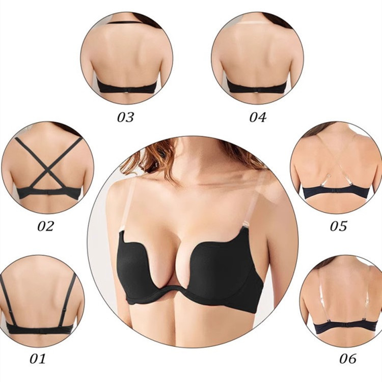 Nữ Vòng Thép Đẩy Lên Áo Ngực Gợi Cảm Loại Chữ U Quần Lót Thời Trang Đẹp Lưng Nữ Dây Mềm Quần Lót