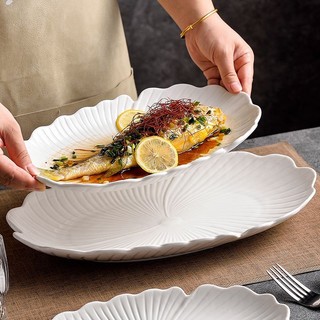 Trắng Thức Ăn Phương Tây Bít Tết Đĩa Ăn Hộ Gia Đình Đĩa Pháp Cánh Hoa Pasta Đĩa Gốm