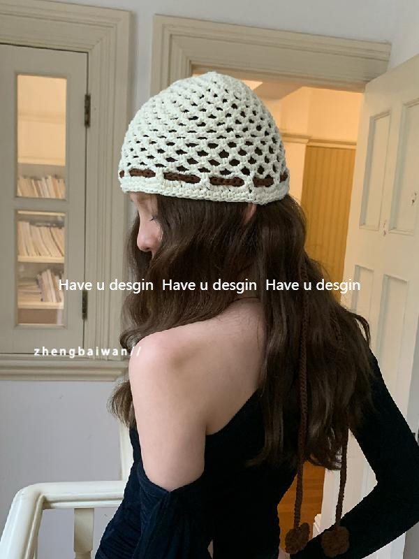 Have u desgin Rỗng Dệt Kim Mũ Lưới Mùa Hè Phong Cách Hàn Quốc Tất Cả Trận Đấu Handmade Móc Len Mũ Baotou Mũ Lạnh Đan