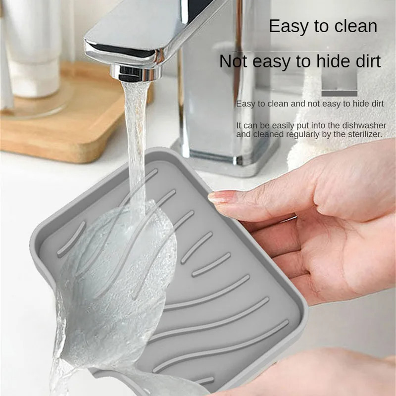 Hộp Xà Phòng Tổ Chức Silicon Chống Trượt Hộp Xà Phòng Để Ngăn Rơi Chậu Rửa Khay Bảo Quản Thích Hợp Cho Nhà Bếp Và Phòng Tắm 2PC