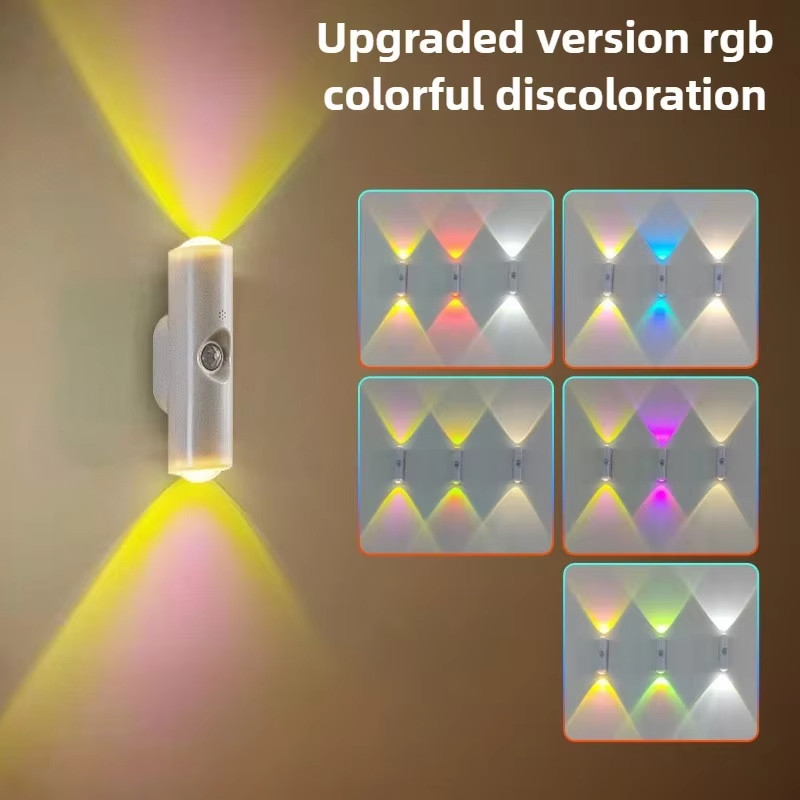 4 Từ Tính 3 Màu Cảm Biến Chuyển Động Thông Minh Đèn Ngủ Sạc Màu RGB Đèn Tường Cho Sân Vườn Hành Lang Cầu Thang Phòng Mầm Non Trang Trí Chiếu Sáng Nhà Cửa