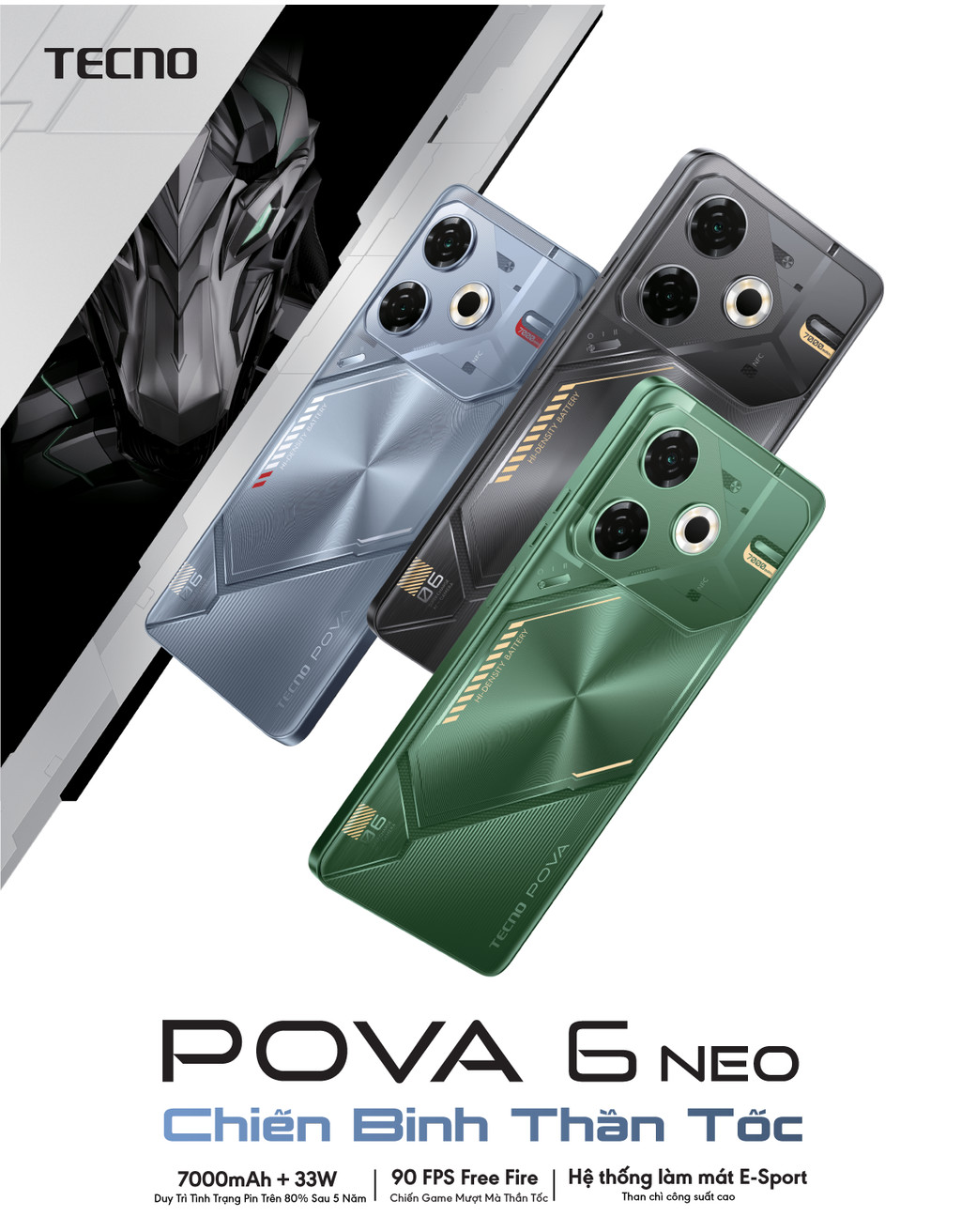 Mô tả Điện thoại Tecno Pova 6 Neo (8GB/128GB) - Helio G99 Ultimate | 7000 mAh | Sạc nhanh 33W - 4