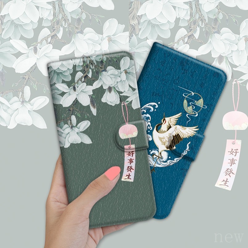 Ốp Da Lật Cho iPhone 15 Plus 14 Pro max Phong Cách Trung Hoa Từ Tính Ốp Lưng Điện Thoại i14 i15 Apple