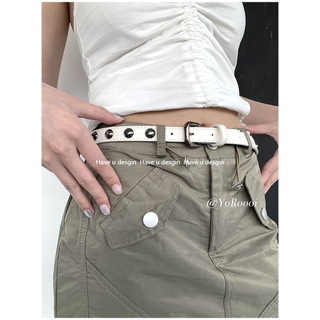 Have u desgin American Belt Punk Niche Retro Punk Phiên Bản Hàn Quốc Đen Đinh Tán Mỏng Đai Phù Hợp Với ins Belt Corset