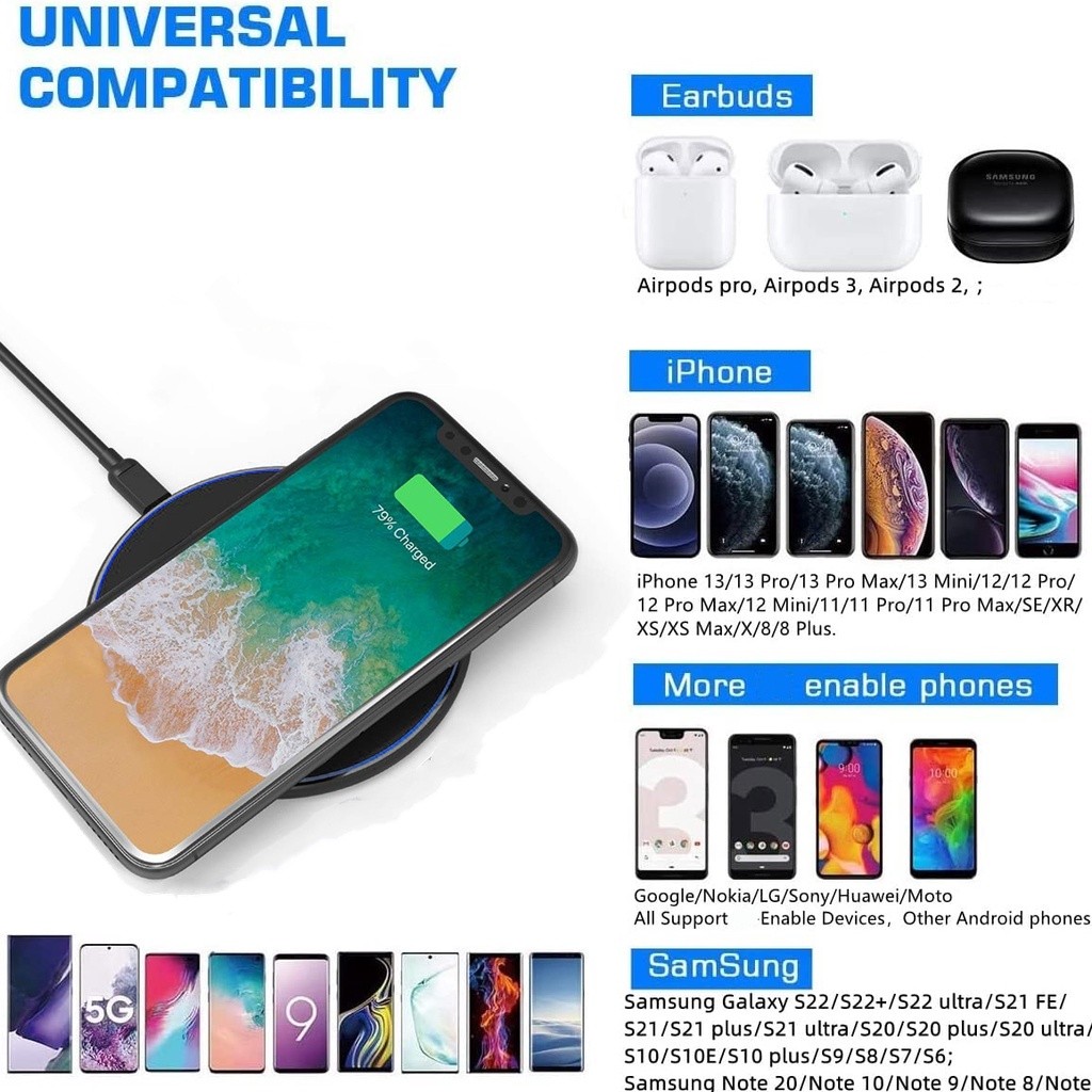 Bộ sạc không dây 60W Tai nghe điện thoại USB Bộ sạc nhanh Sạc nhanh QC 3.0 cho iPhone 14 13 12 11 XS XR X 8 Samsung S22 S21 S20