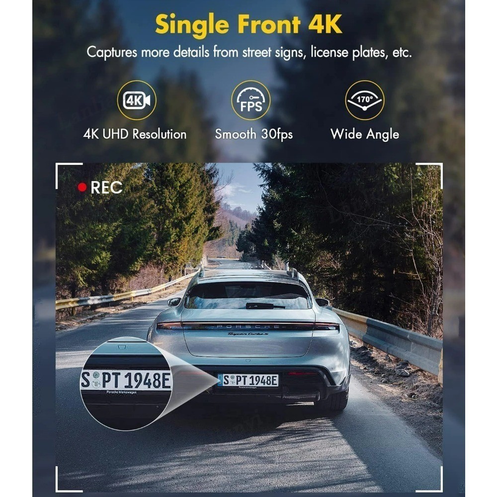 Uhd 4K Dash Cam Ống Kính Kép Lái Xe Đầu Ghi Hình Ô Tô 1080P Camera Ống ...