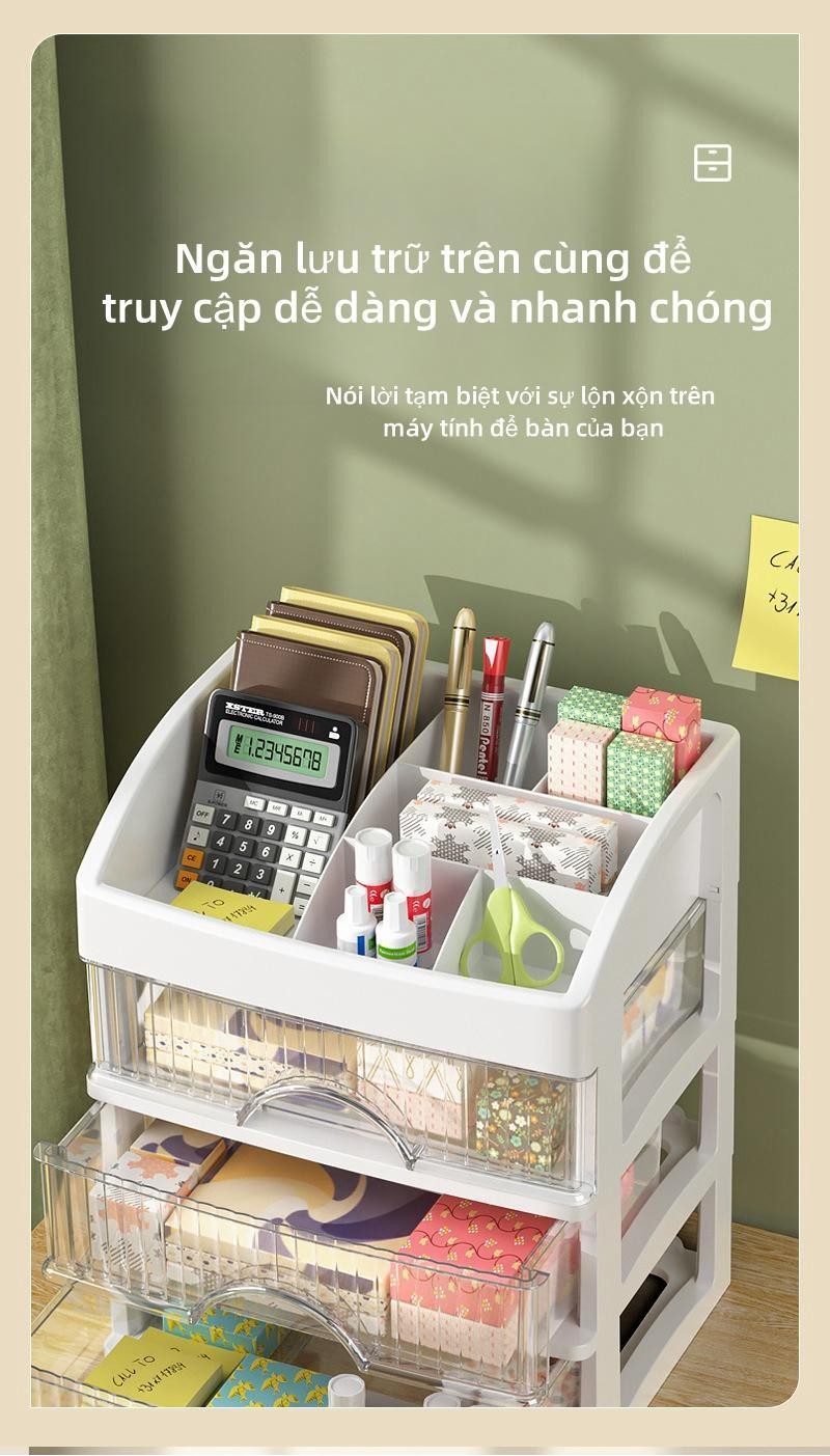 Mô tả Derorice Hộp đựng đồ để bàn dạng ngăn kéo Tủ đựng mỹ phẩm Minh bạch và có thể nhìn thấy - 2