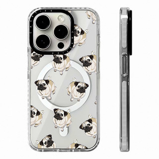 Ốp sạc từ tính không dây PUG PATTERN có màn hình tương thích cho IPhone11 12 13 14 15 16 Pro Max Cover 16 PLUS Silicone mềm trong suốt Vỏ chống sốc