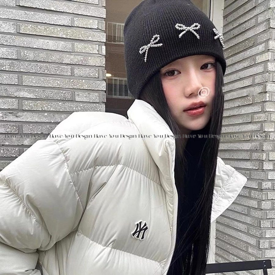 Have u desgin Blogger Cùng Phong Cách Dệt Kim Mũ Len Ba Chiều Ngọc Trai Dệt Kim Mũ Thu Đông Ấm Áp Tất Cả Trận Đấu Lạnh