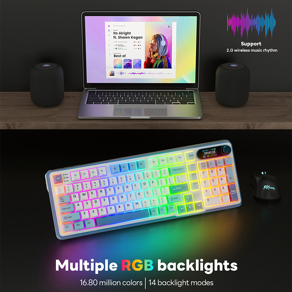 Mô tả Rk Royal Kludge RK S98 98 Key Tri-Mode RGB Có Dây Bluetooth 2.4G Không Dây 3 Chế Độ Với Màn Hình TFT - 8