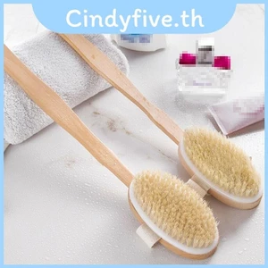 Bàn chải tắm mặt sau Scrub Bath Body Wood Làm sạch tay cầm dài Tự nhiên