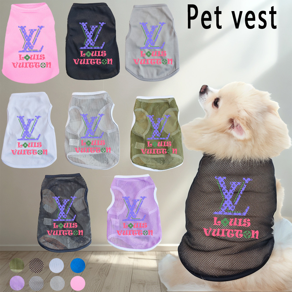 Quần Áo Thú Cưng Xuân Hè Mùa Thu Họa Tiết Thời Trang In Hình Chó Áo Vest Lưới Polyester Quần Áo Thoáng Khí
